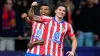 Julian Alvarez, front, scored twice in Atletico Madrid’s win (Manu Fernandez/AP)