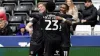 Jaidon Anthony, right, celebrates scoring Burnley’s second goal at Swansea (Nick Potts/PA)