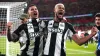 Bruno Guimaraes (left) and Joelinton celebrate at Wembley (PA)