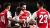 Declan Rice, centre, scored again for Arsenal (John Walton/PA)