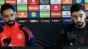 Ruben Amorim, left, has told Bruno Fernandes he is ‘not going anywhere’ (Martin Rickett/PA)