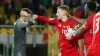 David Brooks celebrates his late equaliser (AP Photo/Boris Grdanoski)