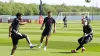 Amad Diallo (left) trains with Manchester United team-mates Casemiro and Alejandro Garnacho after returning from injury (Nic
