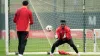 Manchester United goalkeeper Andre Onana during a training session (Martin Rickett/PA)