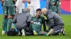 James Maddison receives treatment during Tottenham’s 1-0 win at Eintracht Frankfurt (Bradley Collyer/PA)