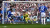 Everton’s Iliman Ndiaye (left) sends David Raya the wrong way and level the score (PA)