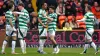 Celtic celebrate Adam Idah’s second goal in their title-clinching win (Andrew Milligan/PA)