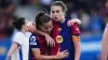 Barcelona’s Claudia Pina and Alexia Putellas celebrate after defeating Chelsea (Bagu Blanco/AP)