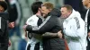 Sandro Tonali greets Newcastle manager Eddie Howe after their win over Brentford (Owen Humphreys/PA)