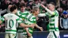 Nicolas Kuhn, left, Callum McGregor, right, and Daizen Maeda, centre right, have been key players for Celtic (Jane Barlow/PA