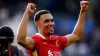 Liverpool’s Trent Alexander-Arnold celebrates at the final whistle (Mike Egerton/PA)