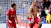 Trent Alexander-Arnold celebrates scoring Liverpool’s winner at Leicester to put the Reds on the brink of Premier League tit