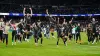 Arsenal players celebrate after defeating Real Madrid 2-1 in the Spanish capital (Adam Davy/PA)