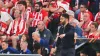 Manchester United’s head coach Ruben Amorim reacts during the Europa League semi-final against Athletic Bilbao (Miguel Oses/